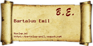 Bartalus Emil névjegykártya